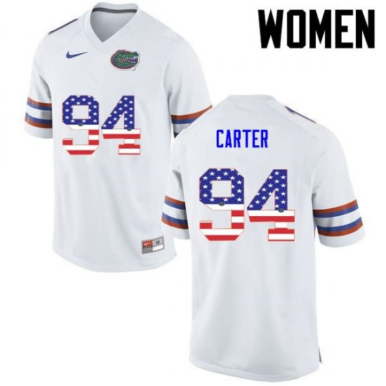 Women's Florida Gators #94 Zachary Carter NCAA Nike White USA Flag Fashion Authentic Stitched College Football Jersey LTY5862FA